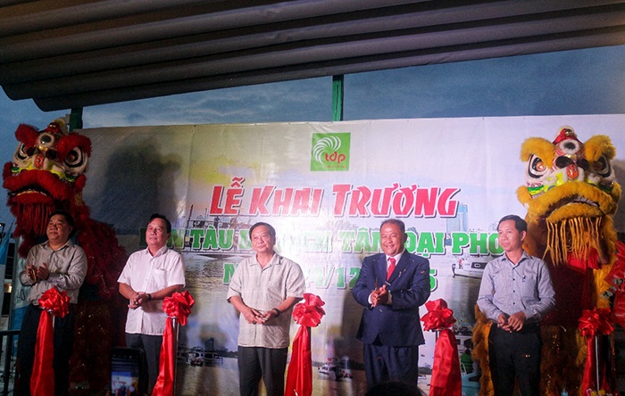 Lễ cắt băng khai trương Bến tàu Du lịch Tân Đại Phong. Ảnh: Kiều Mai